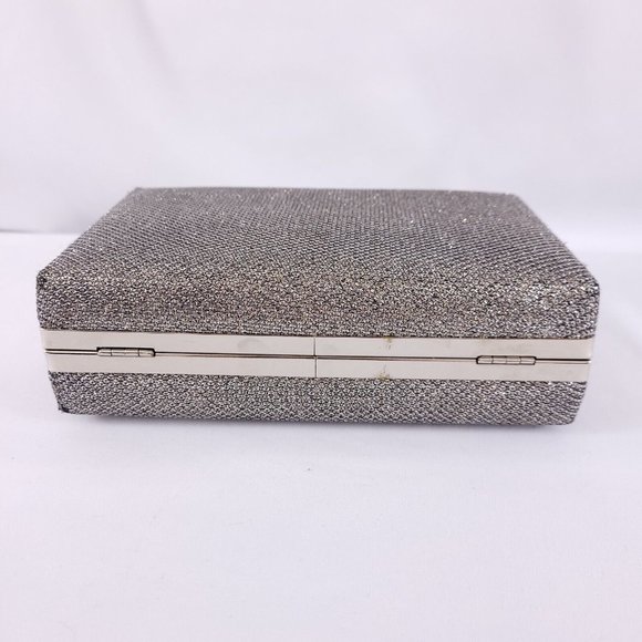 Vintage Metallic Handbag Clutch Metal Detachable Chain Babys Breath Resin Clasp - Picture 9 of 11